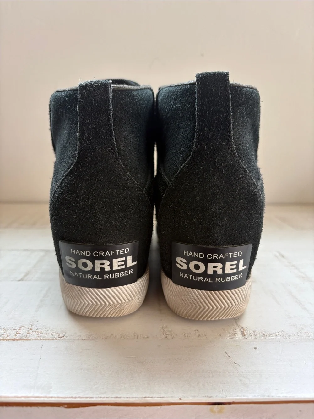 Sorel Black Suede Slip-On Wedge Sneakers